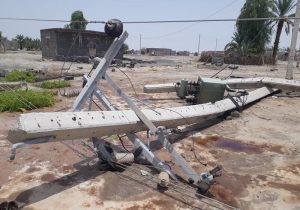 باد و باران ۴۷ میلیارد ریال به شبکه توزیع برق ایرانشهر خسارت زد